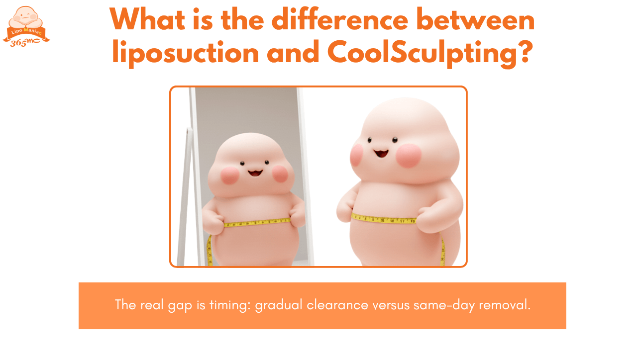 Difference between liposuction and CoolSculpting in timing and fat removal