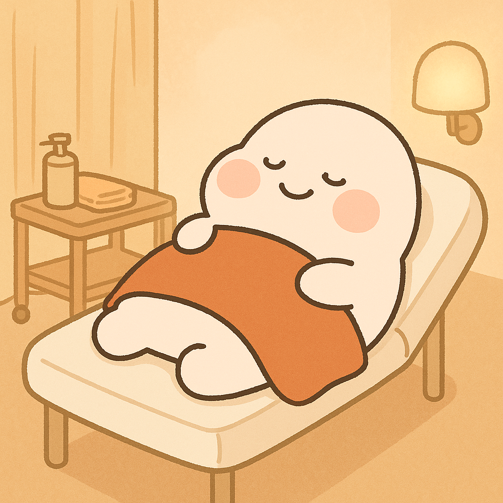 365mc character resting comfortably after liposuction surgery with warm aftercare environment