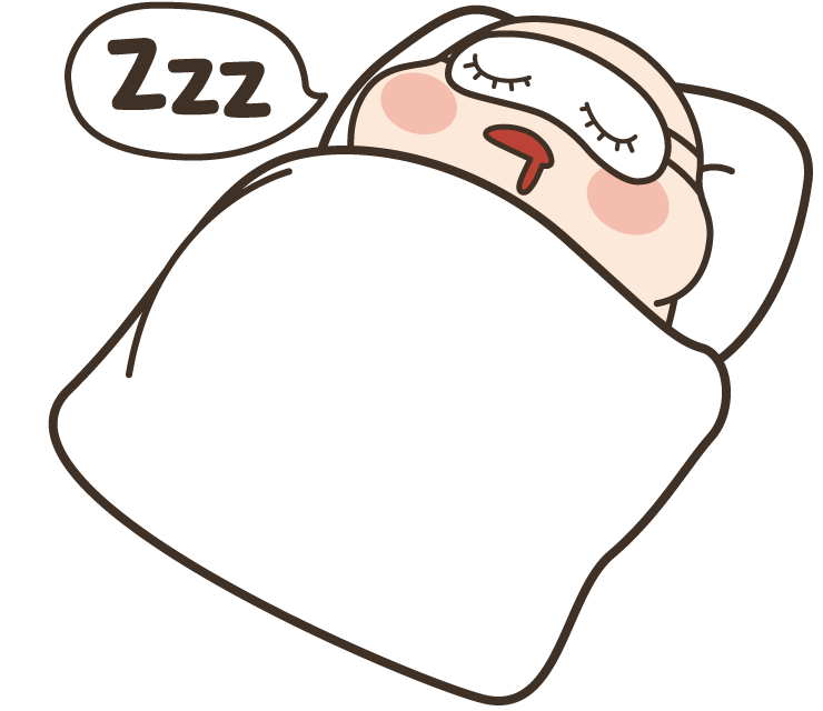 365mc mascot sleeping with eye mask – representing importance of sleep for metabolism